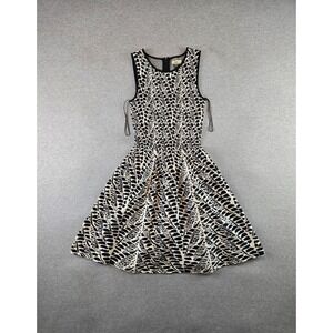 ISSA LONDON Dress XS Black/White Vibrant Print Fit & Flare Stretchy Sleeveless